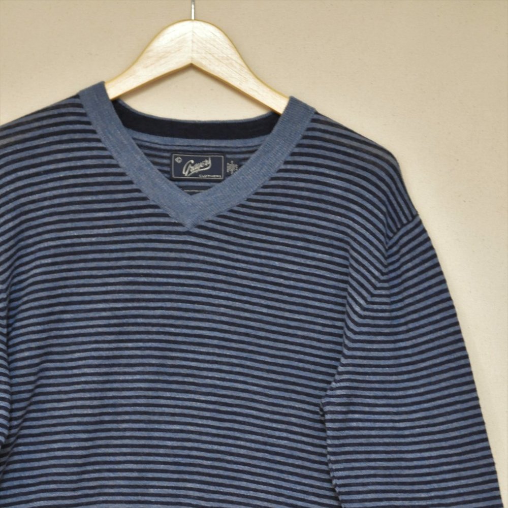 Grayers Bleecker Stripe V Neck Sweater L